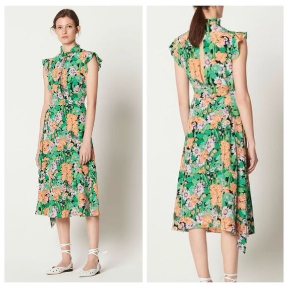 Sandro Dresses & Skirts - Sandro Green Floral Midi Dress
